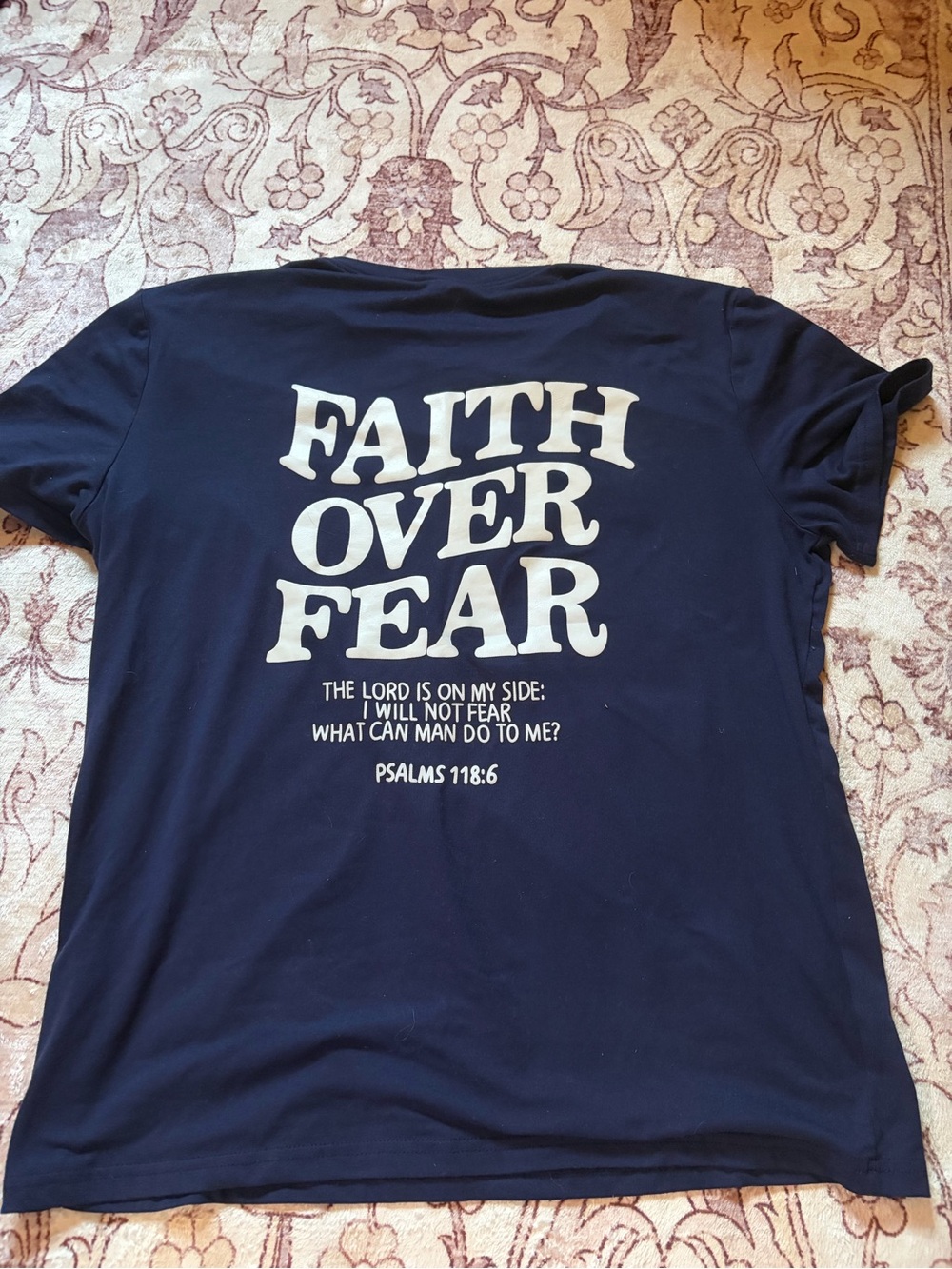 SHEIN Faith Over Fear Psalm 118:6 Christian Graphic Tee